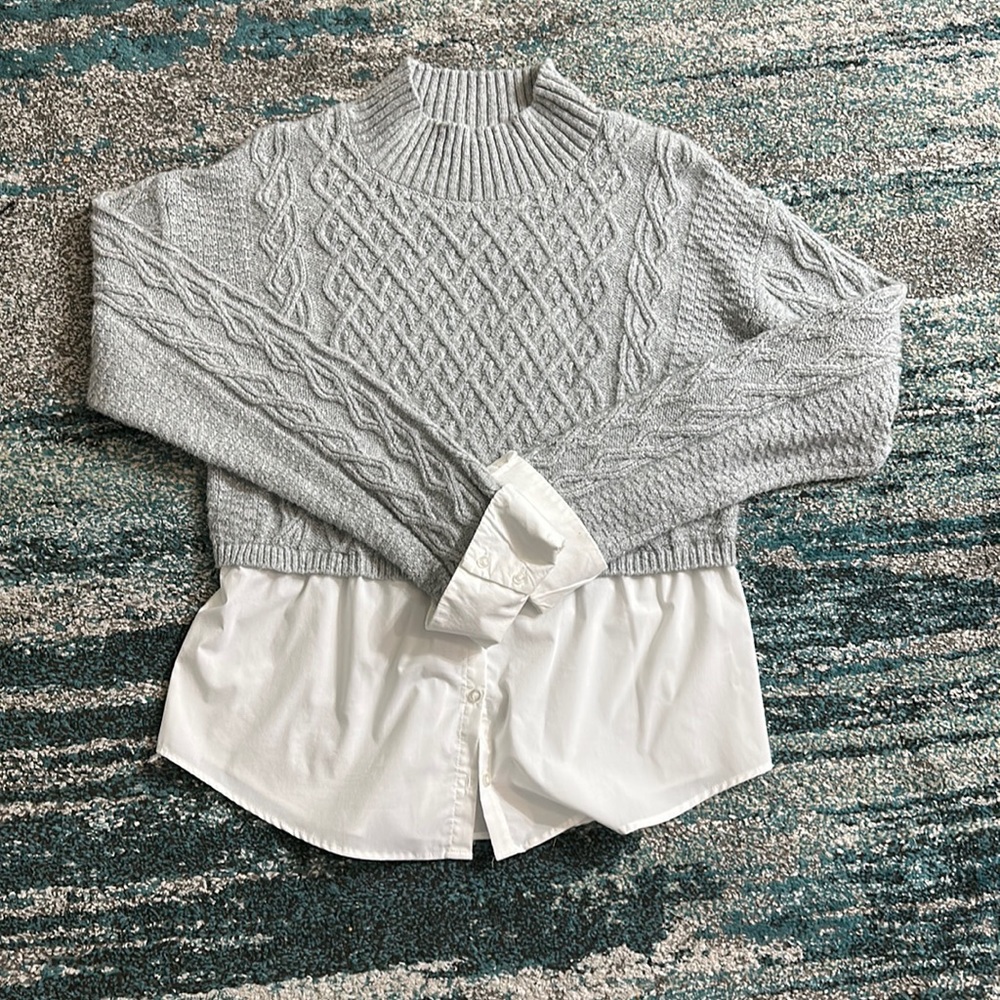 Anthropologie Maeve Women's Cable-Knit Layered Sweater - Picture 3 of 11